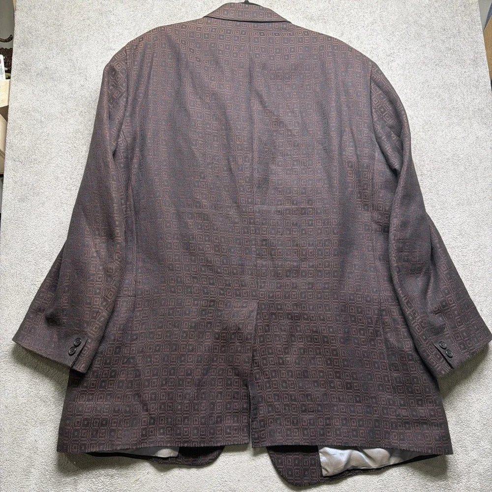 Versace Suit Brown Geometric Linen Blend Classic Fit Italian Two Piece 42L - Picture 10 of 16